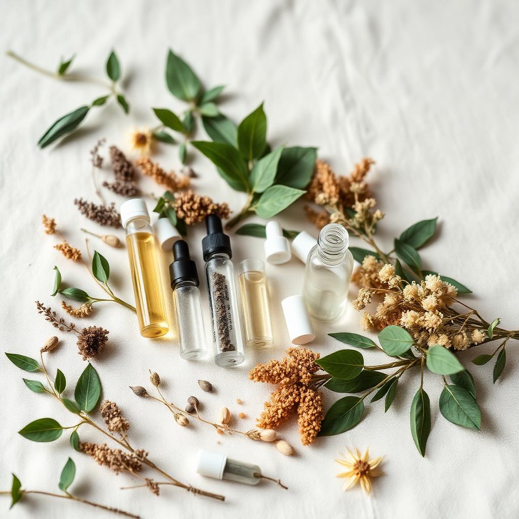 Functional lab testing vials with botanical herbs